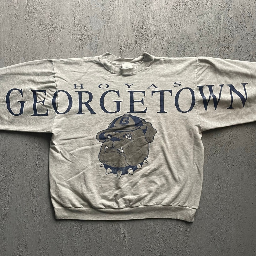 Vintage Georgetown Hoyas Bulldog Sweatshirt Mens XL Grey 90s Ross Sport